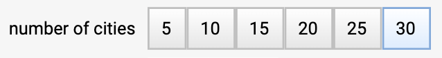 The number of cities selector set to 30.