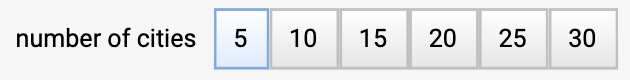 The number of cities selector set to 5.
