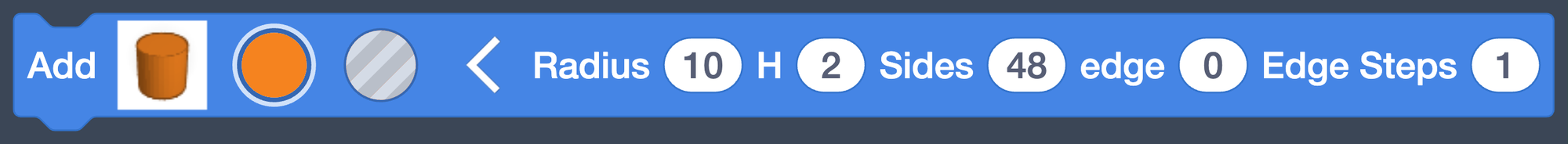 The cylinder block with H set to 2.