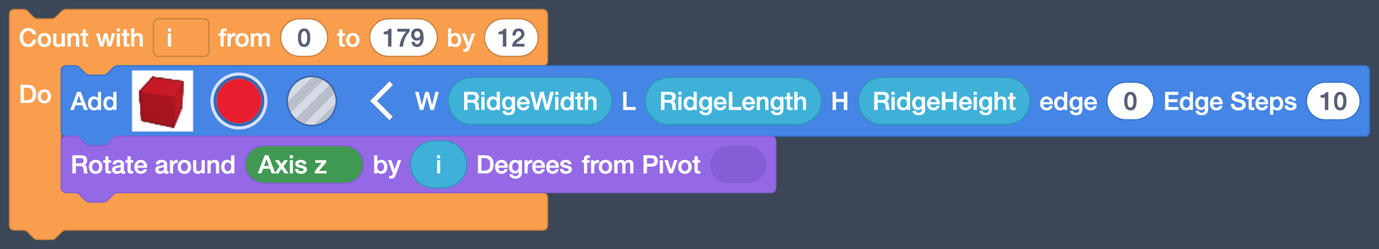 The loop set to count by 12.
