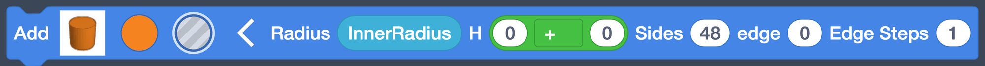The first cylinder with an empty math block in its H slot.