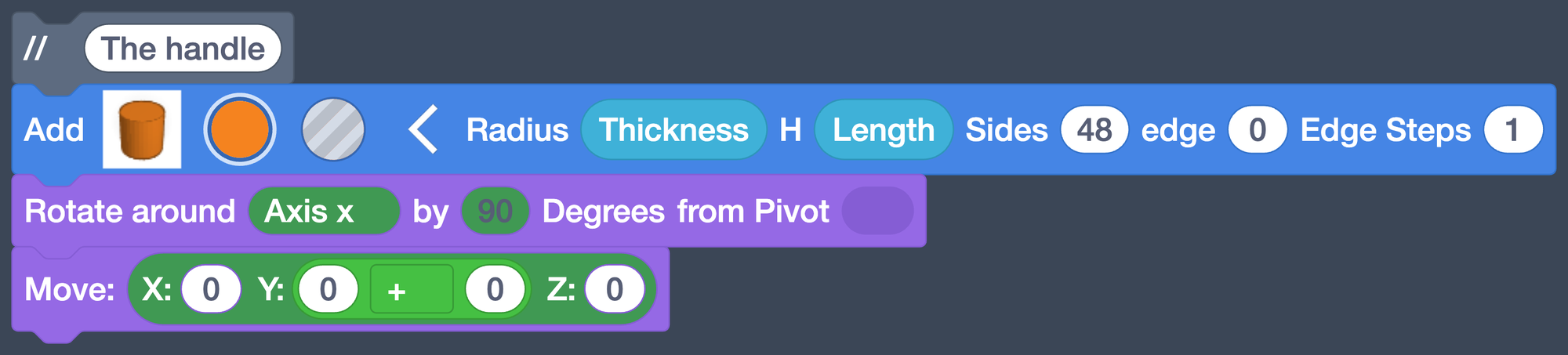 The Move block with a math block in its Y slot.