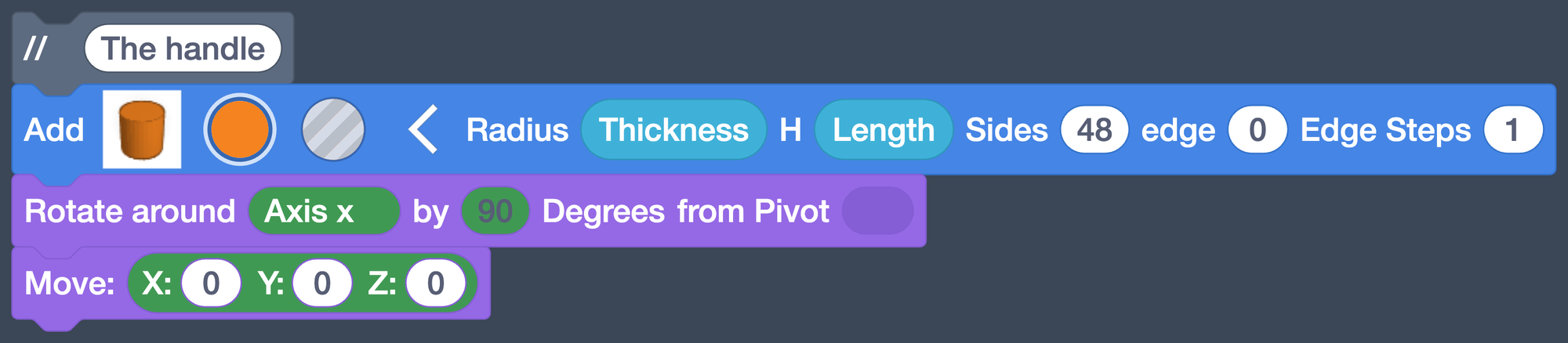 The handle section with the Move block added.