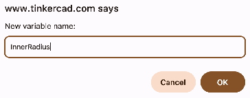 The new variable dialog with InnerRadius typed in.