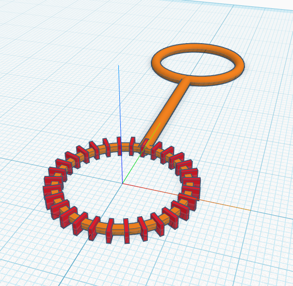 The wand with the ridge ends trimmed clean inside the ring.