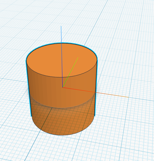 A tall orange cylinder on the workplane.