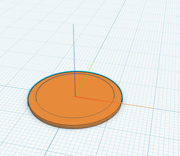 A thin orange ring: the solid disc with the hole cut out of the middle.