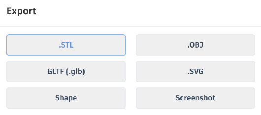 The export dialog with the .STL option.
