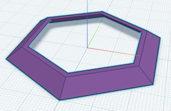 A single slanted hexagon ring with a 2-millimeter wall.