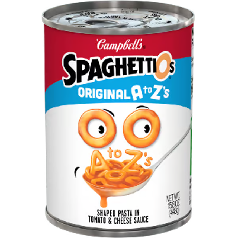 A can of SpaghettiOs A to Z's.