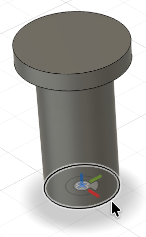 The bottom edge of the Axle highlighted with the joint origin marker at its center.