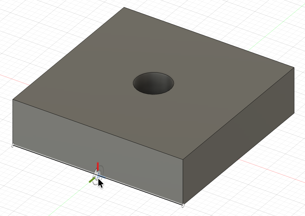 The Slider with the joint target snapped to the midpoint of its near-side lower edge.