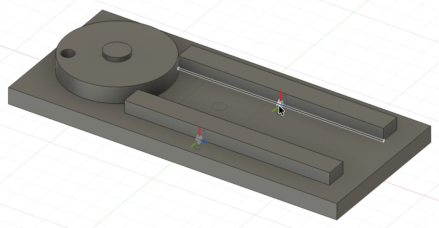 The Base with the midpoint of the far rail's lower inside edge selected.