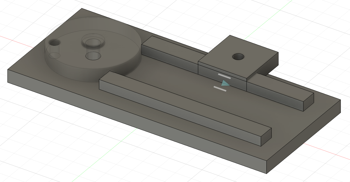 The Slider joined to the far rail, with the direction arrow pointing along the rails.