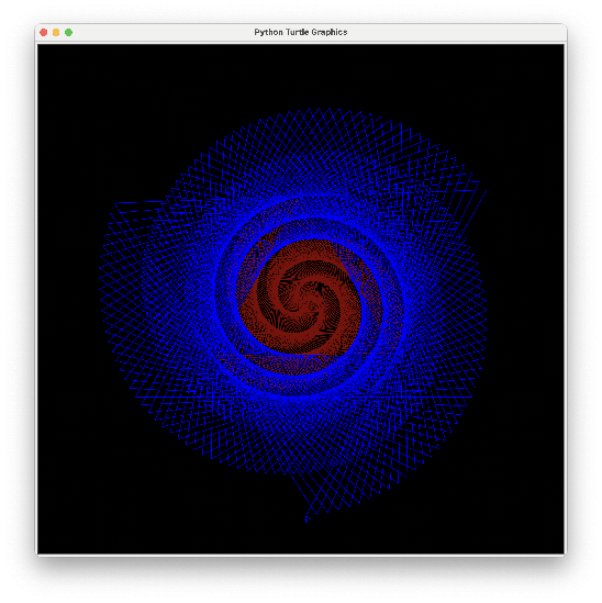 A two-colored spiral in maroon and blue.