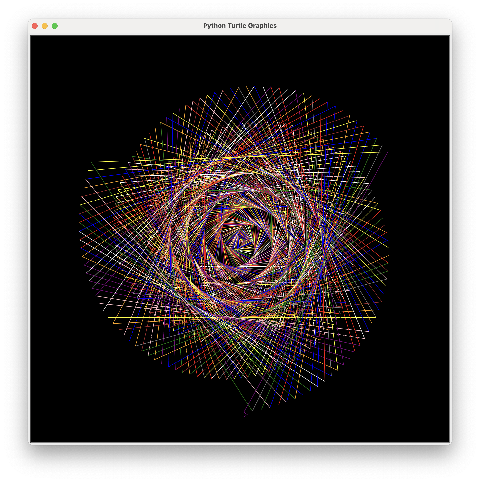 A spiral where every line is a random color.