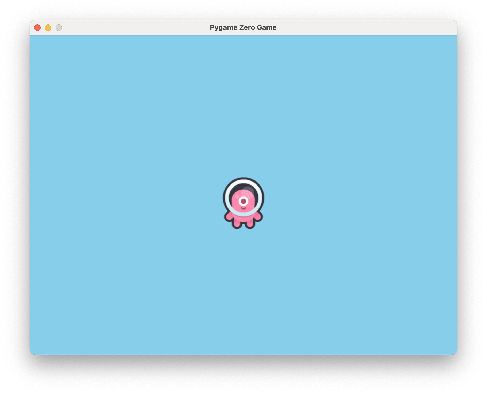 The alien centered in a sky-blue Pygame Zero window.