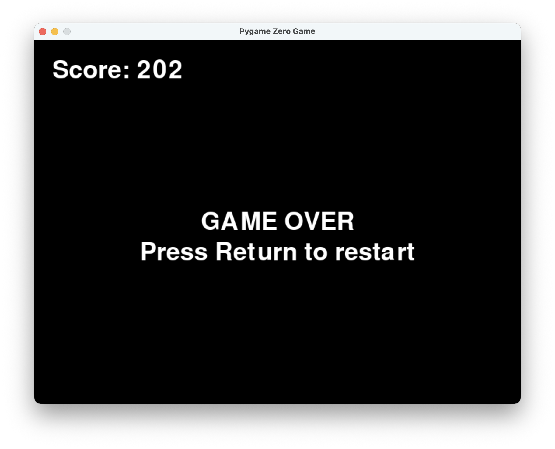 Game Over with the final score still showing.