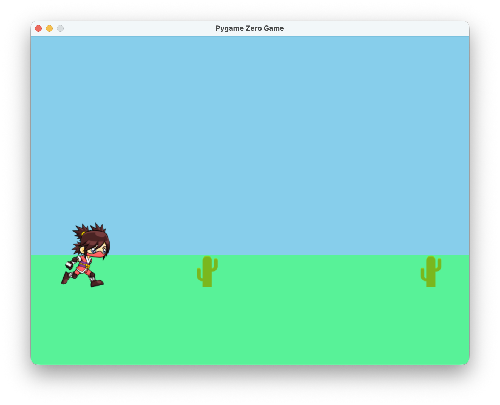 A cactus sliding toward the running ninja.
