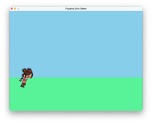 The ninja standing on green ground under a blue sky.