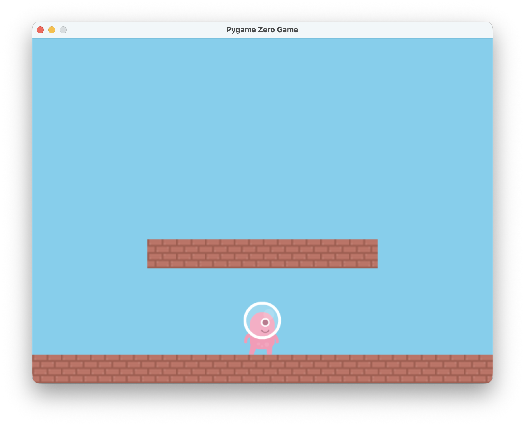 Two platforms, with the alien standing on the lower one.