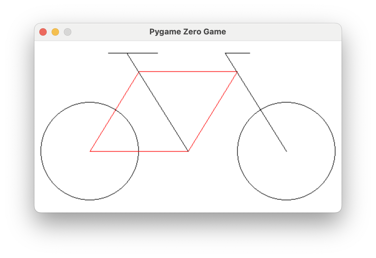 The bicycle frame highlighted in red.