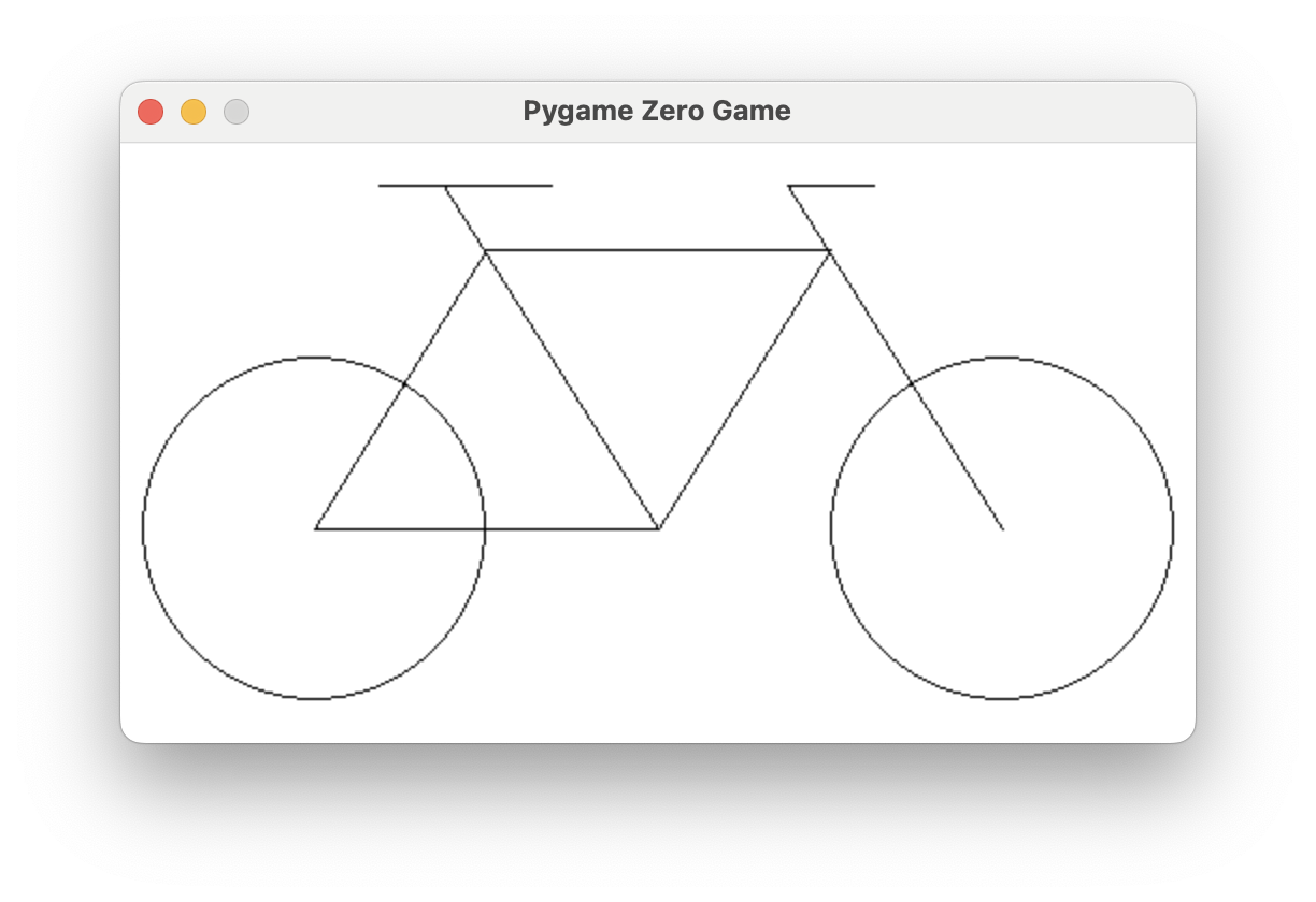 The finished bicycle, drawn from lines and circles.