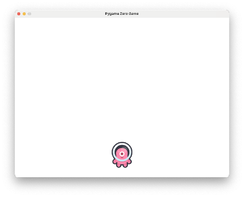 The alien near the bottom of a white screen.